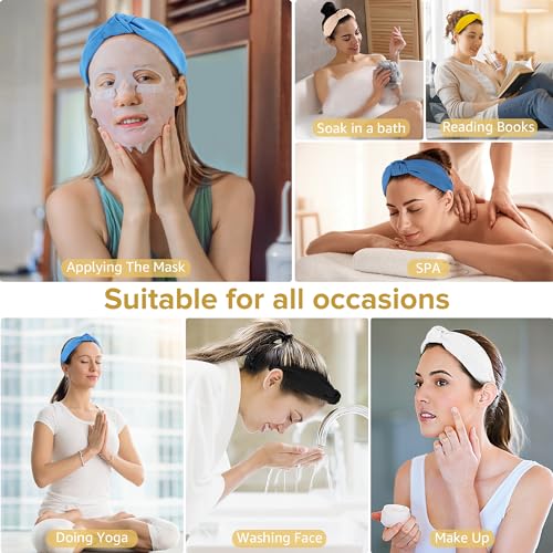 DiyJibb Headbands for Women Girls - 6PCS Stylish Top Knotted Headbands - Knotted Headband for Women - Head Bands Wide Hairband Hair Accessories - color: Blue, Dark Blue, Yellow, Light Pink, Black, White
