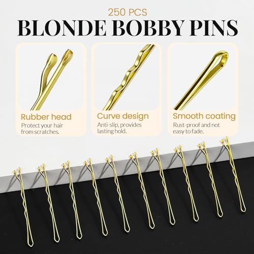 YGDZ 400 Counts Blonde Bobby Pins Hair Pins Set for Women, Blonde 2inch Bobby Pins for Buns Bulk, 2.36inch Gold U Shaped Hair Pins for Styling, Hair Accessories for Women, Girls, Wedding - color: Blonde