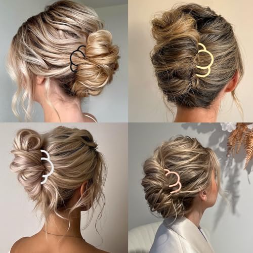 10 Pieces Hair Side Combs Metal Fork Clip French Twist Comb Updo Stick, U-Shape Teeth Styling Tools Messy Bun Maker Vintage Hairstyle Hair Pins Hair Accessories (muticolor)