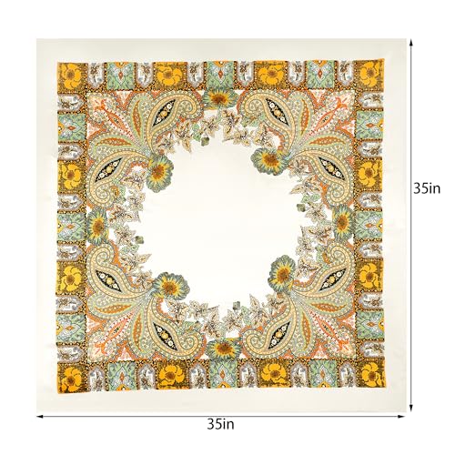 Pistha Head Scarf Bandana for Women, Satin Scarf for Hair, Large Square Silk Bandana Headscarf for Women and Men 35 Inch - style: Classic-beige