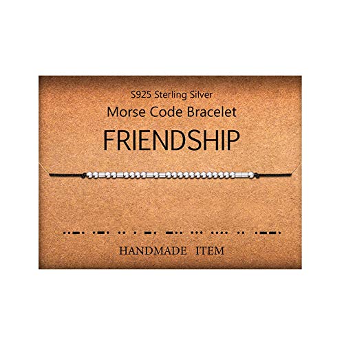 KGBNCIE Inspirational Gifts for Women, Morse Code Funny Gifts Bracelets for Women, S925 Sterling Silver Morse Code Bracelets Friend Gifts - style: 9-FRIENDSHIP