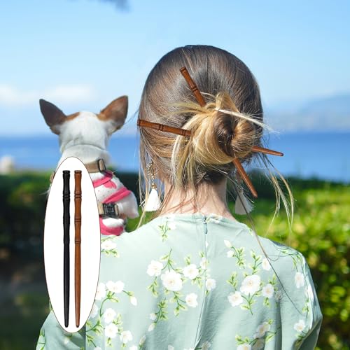 8pcs Chinese Wooden Hair Sticks, Retro Hair Chopsticks Bamboo Shape Hair Pin for Buns Long Hair Wood Hairpin Hair Holder Stick for Women Hair Accessories