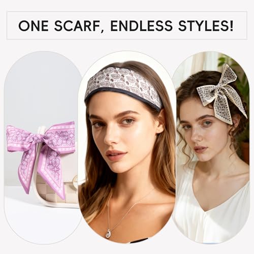 ZXZH 6 Pack Fashion Scarves for Women, Versatile Boho Head Scarf, Satin Scarf for Hair, Neck, Wrist, and Purse Accessories - color: Classic Paisley
