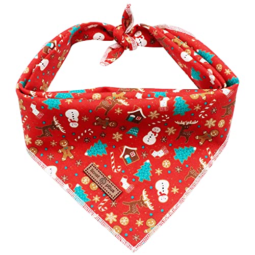 Lionet Paws Christmas Dog Bandana Washable Cotton Handkerchief Scarf Triangle Bandana for Small Medium Large Dogs Girl Boy - color: Red Gingerbread Man, size: Small (Pack of 1)