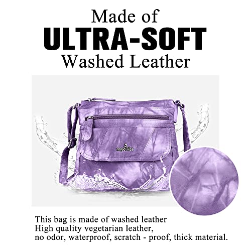 Angelkiss Small Womens Crossbody Bag Leather Shoulder Purse for Women Hobo Bag with Adjustable Shoulder Strap - color: 1-purple