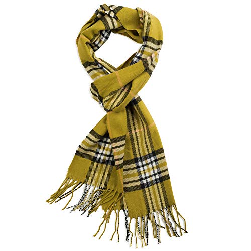 VERONZ Super Soft Classic Cashmere Feel Winter Scarf - color: Olive Plaid