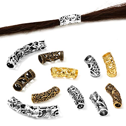 WILLBOND 24 Pcs Hair Jewelry for Braids Loc Jewelry for Dreadlock African Beads Hair Tube Beads DIY Braiding Accessories Decorations for Men Women