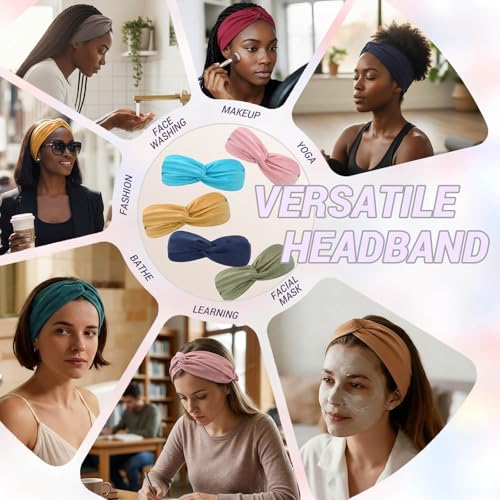 DRESHOW 10 Pack Boho Headbands for Women Vintage Cross Elastic Head Wrap Hair Accessories - color: 10 Pack C: Solid Series I