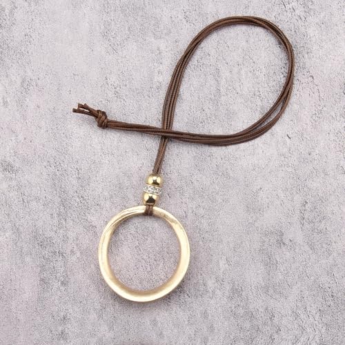 Leather Necklace for Women Large Pendant Hippie Choker Necklace Vintage Sweater Necklace Chunky Boho Necklaces for Women - style: Boho Leather Necklace