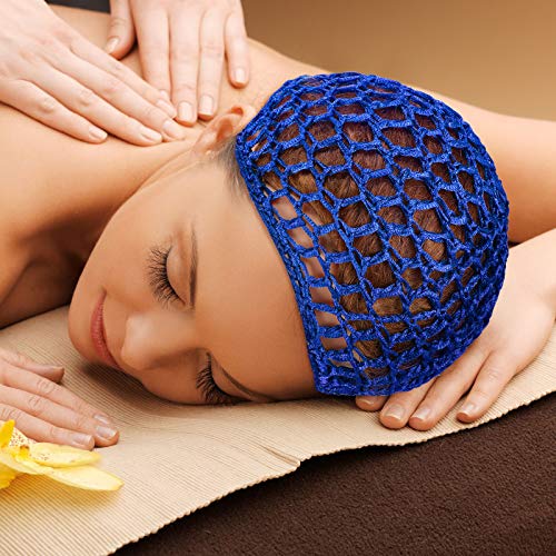 Geyoga 4 Pieces Mesh Crochet Hair Net Rayon Knit Snood Hat Thick Short Women Hairnet Snoods Cover Ornament for Sleeping(Blue) - color: Blue