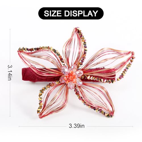 Mistofu DIY Copper Wire Metal Hand-woven High-level design Barrettes Elegant Hair Accessories, Gifts for Women Girls (red-a) - color: red-a