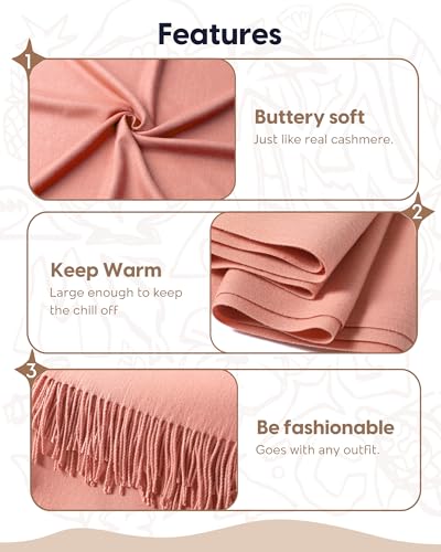 maamgic Women's Winter Scarf Soft Warm Scarf for Women Cozy Shawl Wraps for Women Lightweight Pashmina Style Wrap - color: Solid Nude Pink