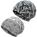 Women's Slouchy Beanie Cap Chemo Headwear Hats Scarf - color: G - Black White