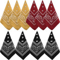 NACHLYNN 10/20pcs Paisley Bandanas Assorted Bandanas Cowboy Polyester Headbands Square Scarf Headwear - color: Khaki, Black, Burgundy