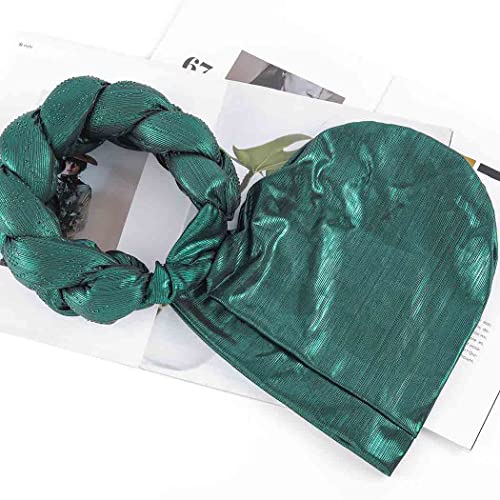 Woeoe African Headwrap Gold Braided Turbans for Women - color: Green