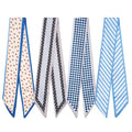 QIUTIMIY 4 Pack Purse Scarf Handbags Skinny Twill Hair Scarves Narrow Neck Scarf Band Women Fashion Accessories Bag Charms - color: Style 1