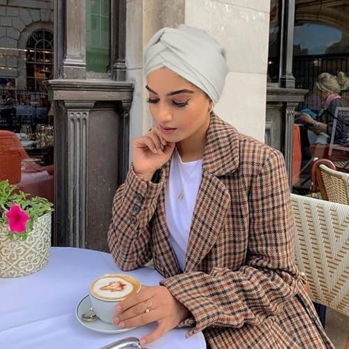 AQOKKA African Turban for Women Knotted Hair Wraps for Turban Head Scarf for Black Women Hair Cancer Chemo Headwear Cap - color: Twisted Braid: 1 Pack Beige