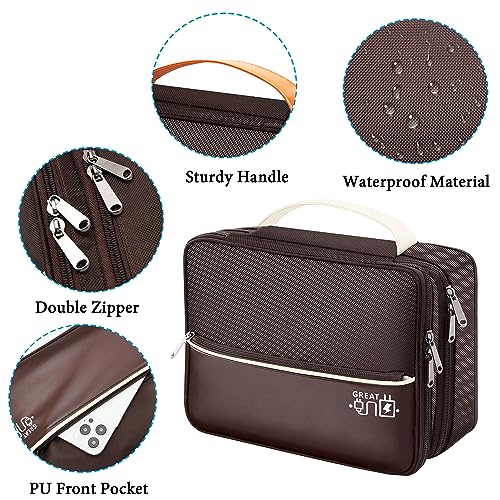 CILLA Electronic Organizer Travel Case, Travel Cord Organizer Case Portable Waterproof Cable Organizer Bag for Charger, Cord, USB, Power Bank, Earphone - color: zipper-Coffee
