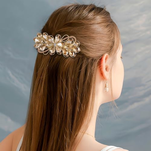 Joez Wonderful Rhinestone Hair Barrettes for Women, Champagne | Sparkly flower hair pin accessories, non-slip, alloy made, for weddings, birthdays, parties, engagements, balls, brides - color: Rhinestone Butterfly Champagne B