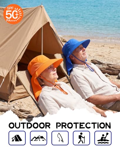 Home Prefer Outdoor UPF50+ Sun Hat Wide Brim Mesh Fishing Hat with Neck Flap - color: Bright Blue