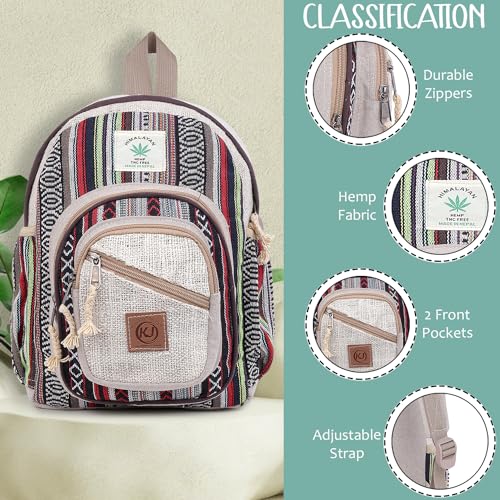 Handmade Natural Hemp Nepal Backpack Purse, Small Lightweight Daypack (DAYPACK1) - size: Medium