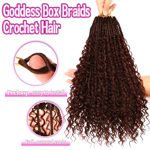 Goddess Boho Box Braids Crochet Hair-8 Packs 18 Inch Crochet Box Braids for Black Women Pre Looped (#4, 18 Inch (Pack of 8)) - color: #4, size: 18 Inch (Pack of 8)