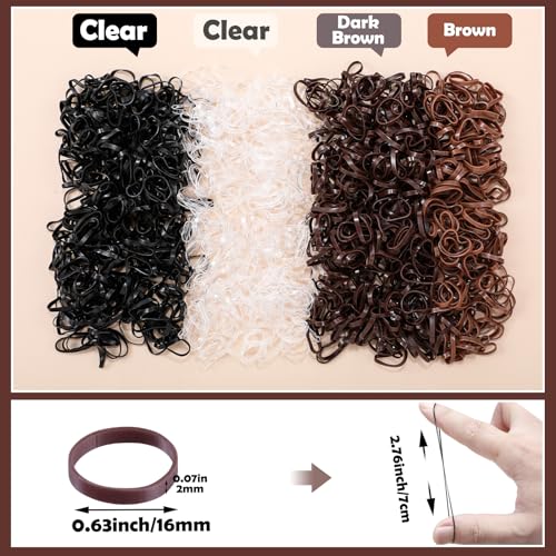 1500 Pcs Hair Bands in 4 Natural Colors - Rubber Hair Ties with Organizer Box and 6 Styling Tools for Women, Girls, Kids - color: Natural Colors