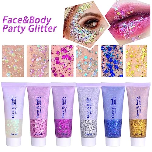 MEICOLY 50ml Holographic Blue Face Glitter Gel,4th of July Body Glitter Outfits for Women,Self-Adhesive Waterproof USA Flag Hair Glitter Makeup for Independence Day Rave Memorial Day 250th Anniversary - color: blue body glitter