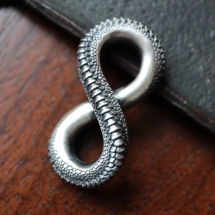 Infinity Necklace with Dragon Scales Design, Titanium Steel Pendant Gothic Punk Jewelry Gift for Him Men Women