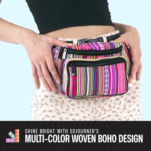Fanny Pack Belt bag - Crossbody Waist Bag for Men or Women - Hands-Free, Waterproof Large Bumbag for Hiking, Running, and Travel (Rose Vert) - color: Rose Vert v2