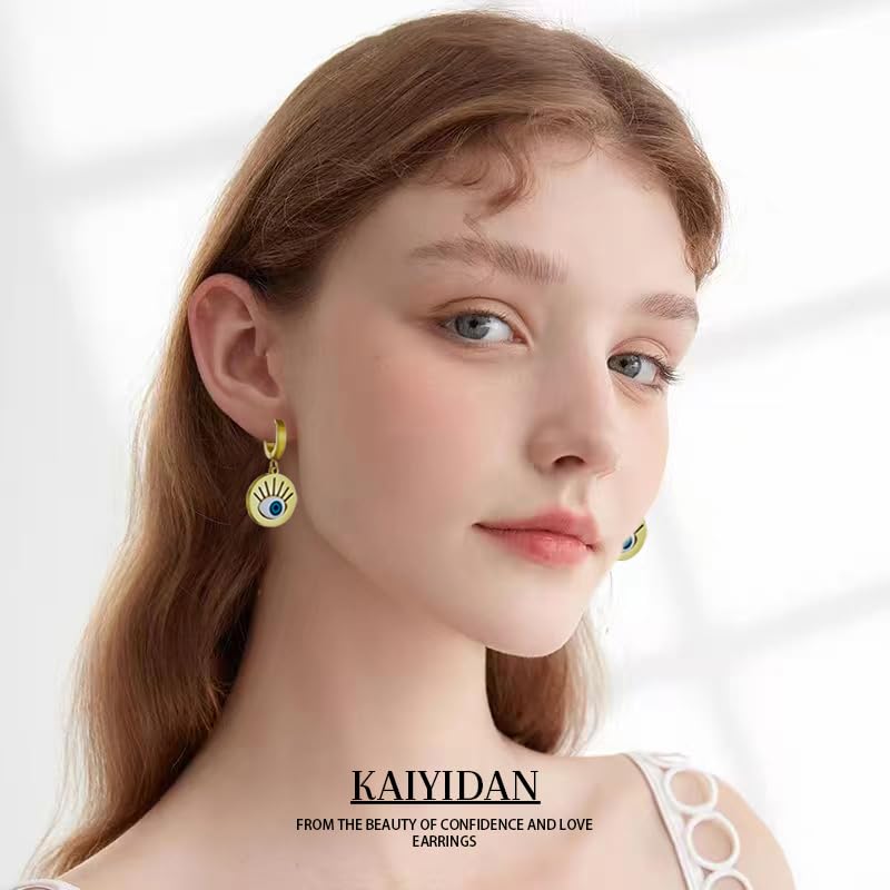 Silver/Gold Boho Dangle Statement Earrings for Women Trendy,Handmade Vintage Dainty Cute Long Drop Summer Earrings,fashion Accessories Jewelry Gifts - color: A21 Gold Evil eye ball shaped