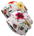 XYIYI Womens Chemo Headwear Hats Cotton Slouchy Beanie Cap Scarf - color: 2pcs Flower Rose Orange
