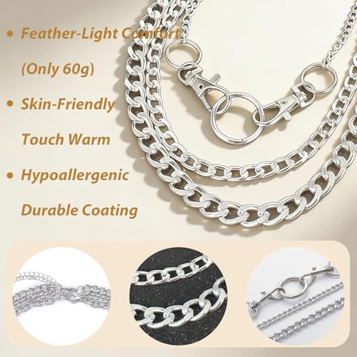 Long tiantian Chunky Gold Necklace Stack Chain Necklaces for Women Statement Layered Paperclip Choker Necklaces Statement Necklace for 80s 90s & Night Out Outfits Paperclip Style Fashion Jewelry - color: A7：Style H-Circle Layered Necklace