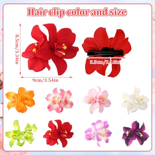 JANYUN Flower Hair Clips, 8 Colors Bohemian Hawaiian Fabric Flower Hairpin for Seaside Holiday Bridal Bobby Pins Headwear Bobby Pins Hair Accessories