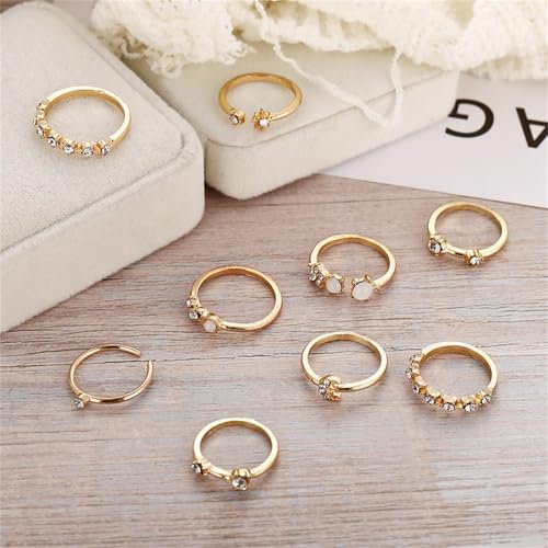 Boho Stackable Rings for Women Trendy Knuckle Joint Finger Knuckle Nail Ring Sets Simple Star Moon Stack Preppy Statement Rings Cute Stuff - style: J-10