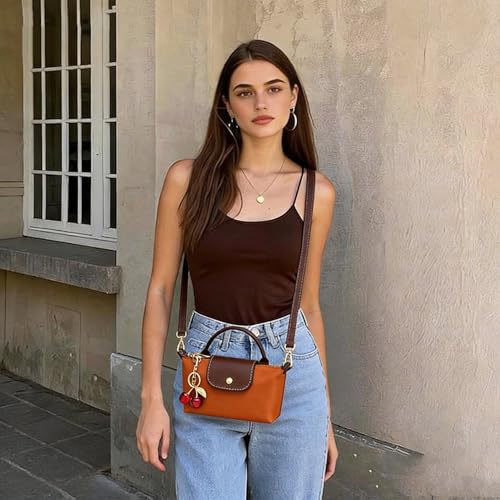 Dreubea Womens Chic Mini Bag Convertible Crossbody & Top-Handle Handbag for Everyday Elegance - color: Brown