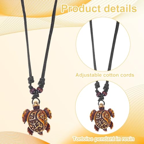 ANATTASOUL Yin Yang Turtle Necklace 15 Pcs Adjustable Sea Turtle Skull Necklace Ocean Resin Antique Jewelry with Evil Eye Pattern for Women Anniversary Party Birthday Gifts Goldenrod