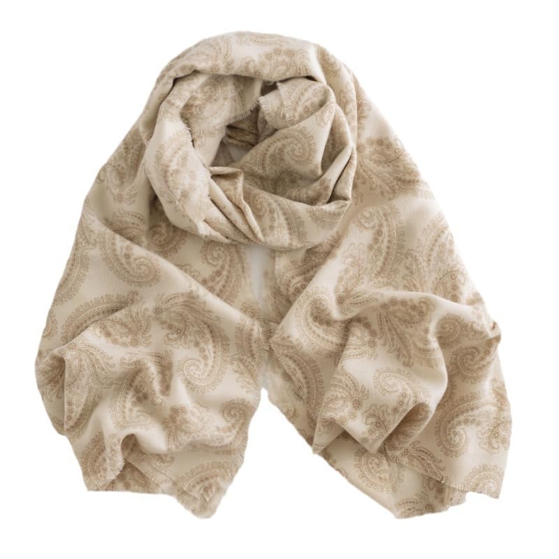 Women Paisley Soft Scarf Spring Thin Scarves Winter Western Scarves Shawl Fall Boho Scarf Wraps 25W with 75L in - color: Paisly-beige