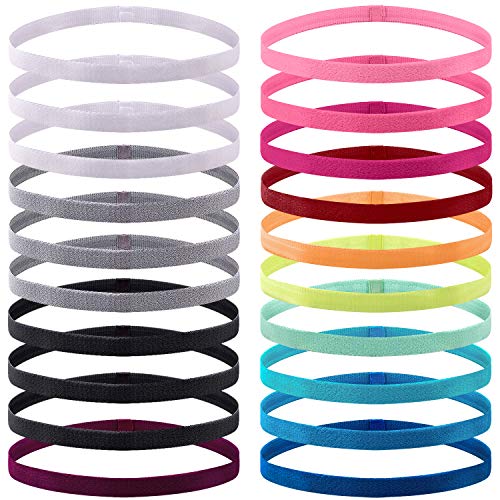 Duufin 20 Pieces Elastic Headbands Non Slip Sport Headband Colorful Hair Bands Workout Headband Sweatband Fashion Yoga, Running Elastic Sports Headbands for Women, Men and Girls, 14 Colors - color: Multicolor