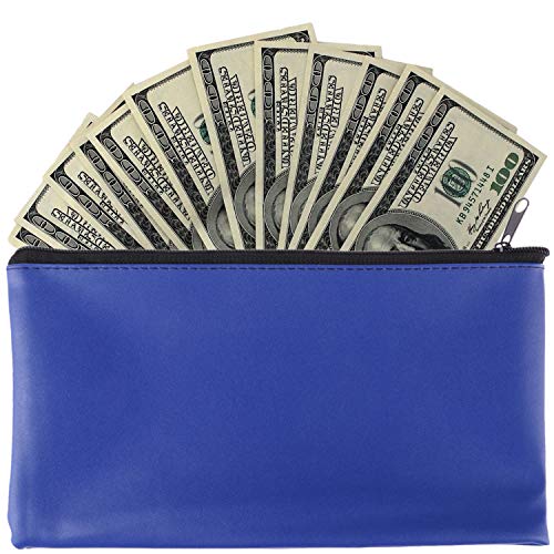 12 Pieces Bank Bag Money Pouch Security Bank Deposit Bag with Zipper for Cash Money, Check Wallet, Cosmetics, Tools 11x6 inch (Black +Blue) (Blue) - color: Blue