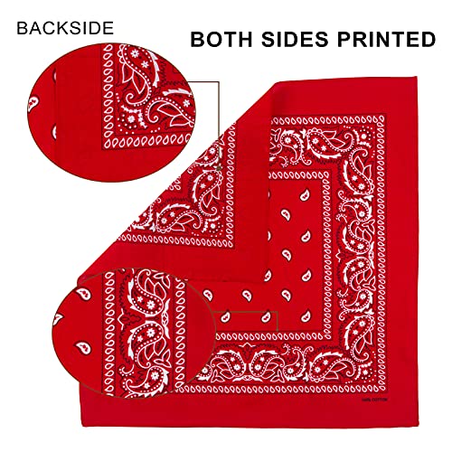 Cotton Bandanas for Men & Women Paisley Cowboy Bandana Handkerchiefs for Hair 22x22 - color: 3pcs Black/White/Red