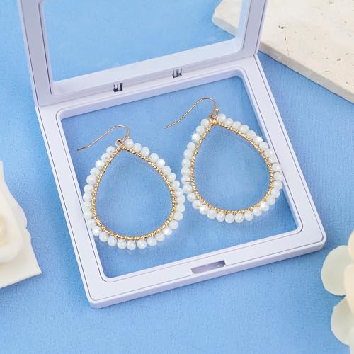 PEALICIOUS Summer Earrings for Women, Teardrop Boho Earrings Dangling Gold Hoop Earrings as Vacation Beach Jewelry, Beach Earrings Statement Gold Earrings for Her as Summer Gifts Wedding Accessories - color: White