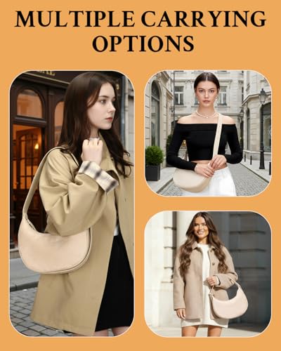 Herald Suede Crossbody Bag for Women, Vintage Hobo Handbag Crescent Shoulder Purses with Adjustable Strap Winter Fall - color: Suede Khaki
