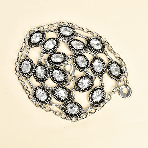 Luvatar Fashion Metal Waist Chain Belt Blouse Dress Sweater Chain Belt… - color: Silver-d2