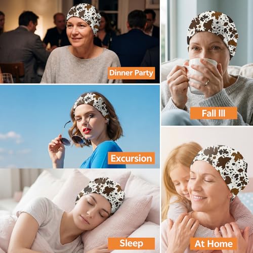Chemo Caps Slouchy Beanie Hat Stretch Cancer Head Wraps Turban Sleep Headwear Scarf for Women Girls Men - color: I-1-cowhide