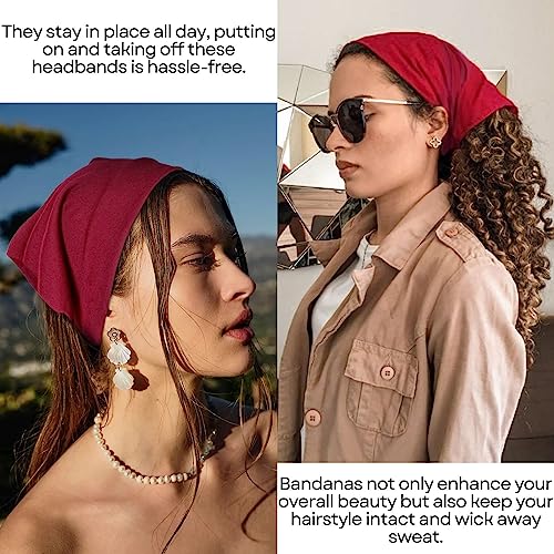 WOVOWOVO 8 Pcs Hair Scarf Headband for Women Girls Non Slip Elastic Boho Triangle Head Scarf Bandana - color: Adequately Nice