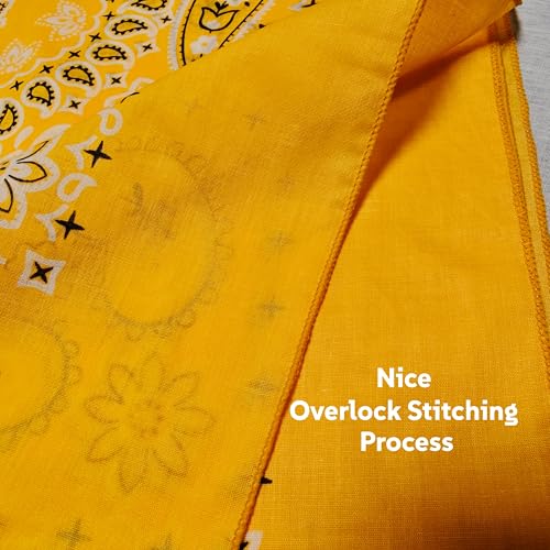 Junvena 27 Inch Extra Large Bandana 100% Cotton,Soft Thin Breathable Headband for Men Women, Solid & Paisley - color: Golden 3 Pack