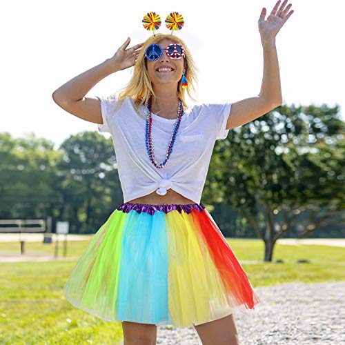 Hicarer 6 Pcs 4th of July Tutu Set Women Red White and Blue Accessories 250th Tutu Patriotic Costume Independence Day Favors - color: Colorful