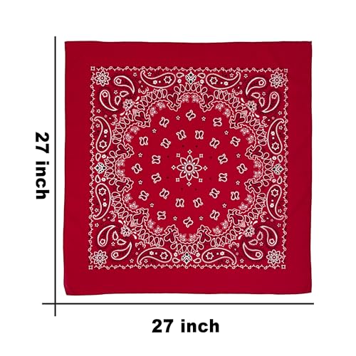 Bandana Single Pack Soft Thin 27 inch Cotton Paisley Extra Large Headwear - color: Red
