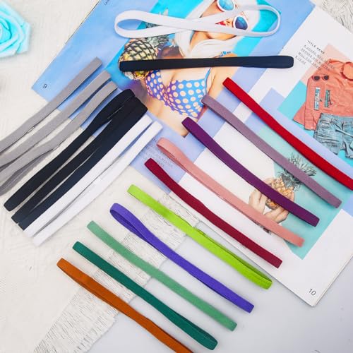 Duufin 20 Pieces Elastic Sport Headbands for Women Men Girls Non Slip Workout Headband Colorful Thin Elastic Headbands, 13 Colors - color: Neutral Color